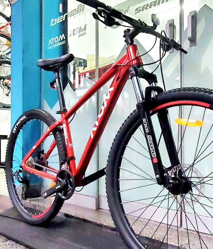 Bicicleta ATOM BURNER Gloss 29, Talla 16", Rojo Vino.