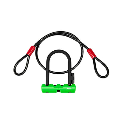 CANDADO ABUS ULTRA MINI 410/150HB180 VERDE + SOPORTE SH34 + CABLE DE ACERO COBRA 10/120